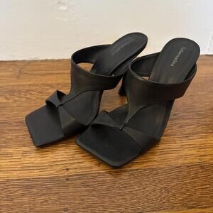 Reformation Aubree Black Square Toe Heeled Sandals Sz 7